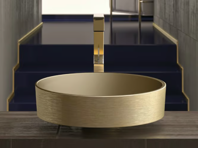 RHO METAL - Countertop round washbasin _ Glass Design